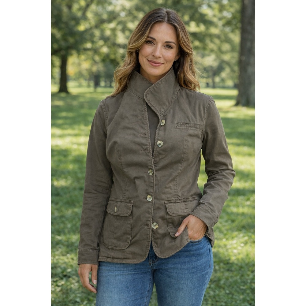 Natural Equipment Woman Olive Green  Field JacketFunnel Neck fits as a‎ small